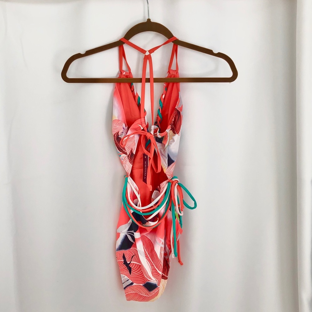 NEW Orange/multi Onepiece Low Cut swimsuit - Picture 2 of 7